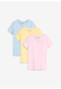 bonprix - T-shirt z czystej bawełny organicznej (3 szt.). Okazja: na co dzień. Kolor: różowy. Materiał: bawełna. Długość rękawa: krótki rękaw. Długość: krótkie. Styl: casual, klasyczny #1