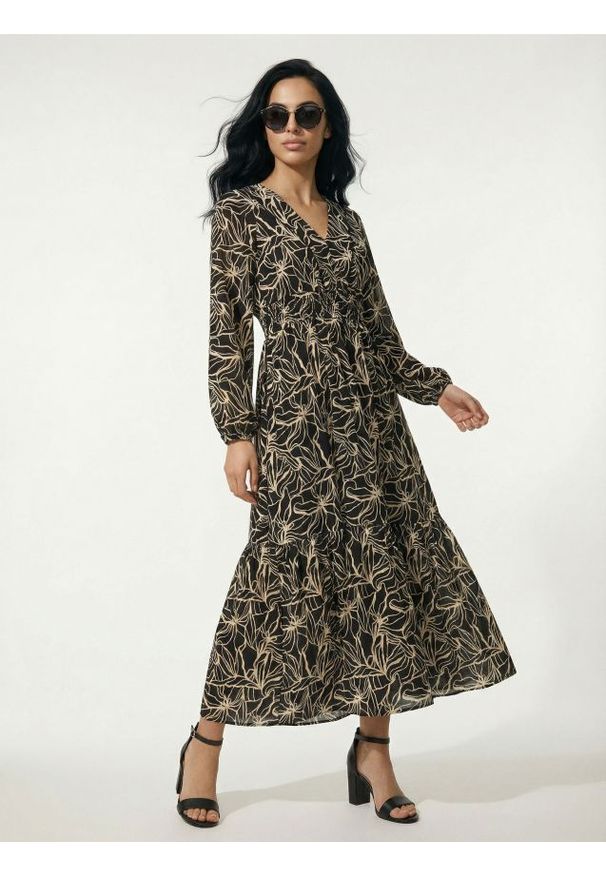 Sinsay - Wiskozowa sukienka maxi w kwiaty - wielobarwny. Materiał: wiskoza. Wzór: kwiaty. Długość: maxi