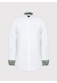 Pako Lorente - PAKO LORENTE – Biała koszula męska z kontrastowym wykończeniem. Kolor: biały. Materiał: bawełna, elastan. Długość rękawa: długi rękaw. Długość: długie #3