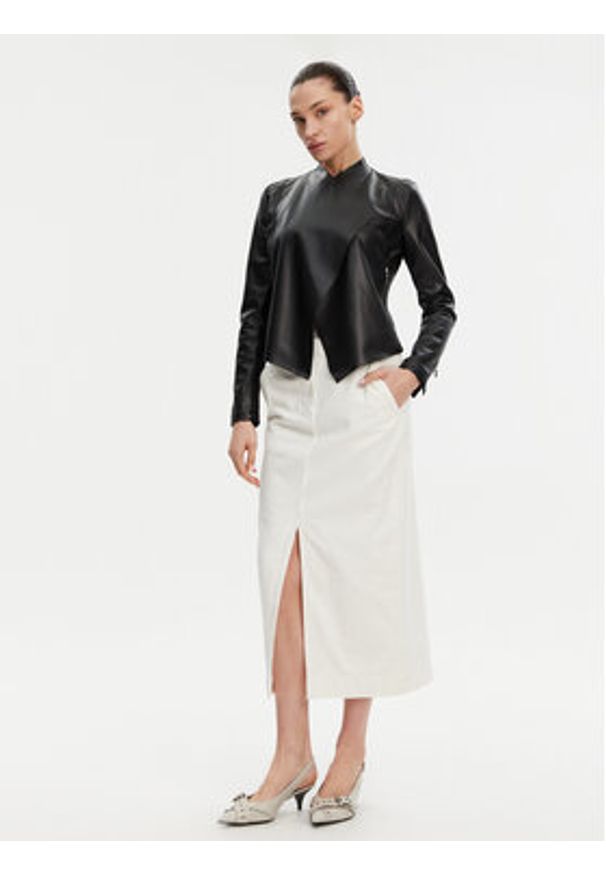 French Connection Kurtka z imitacji skóry 75BZ7 Czarny Regular Fit. Kolor: czarny. Materiał: skóra