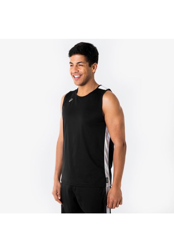 KIPSTA - Koszulka do koszykówki bez rękawów unisex Tank 100. Kolor: czarny, biały, wielokolorowy. Materiał: poliester, materiał. Długość rękawa: bez rękawów. Sport: koszykówka