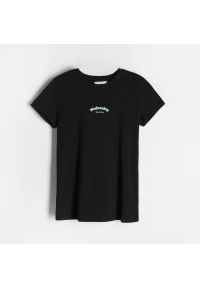 Reserved - T-shirt z napisem - Czarny. Kolor: czarny. Wzór: napisy #1