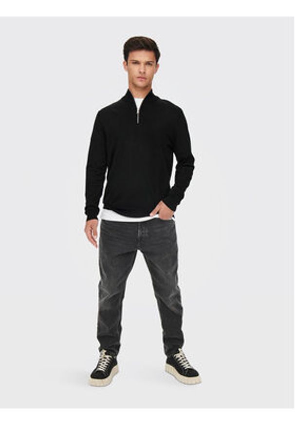 Only & Sons Sweter Wyler 22021264 Czarny Regular Fit. Kolor: czarny. Materiał: wiskoza