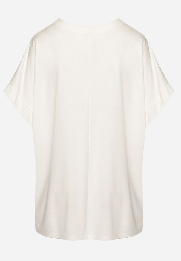 Born2be - Biały T-shirt z Wiskozą o Kroju Nietoperza Tanariona. Okazja: na co dzień. Kolor: biały. Materiał: wiskoza. Styl: casual