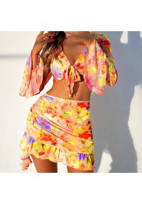 Intica - Zestaw plażowy damski z falbanami idealny na lato Belva. Kolor: wielokolorowy. Materiał: materiał