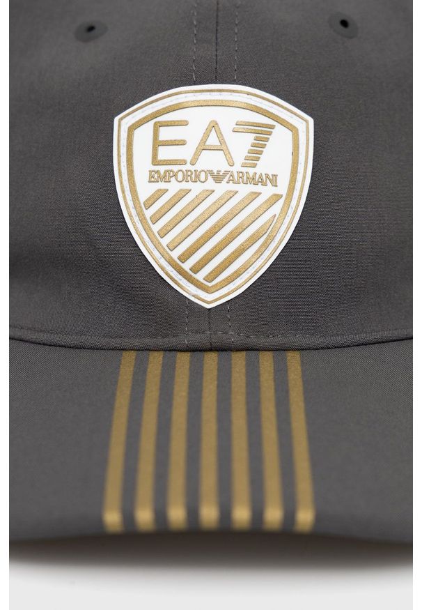 EA7 Emporio Armani czapka kolor szary z aplikacją. Kolor: szary. Wzór: aplikacja