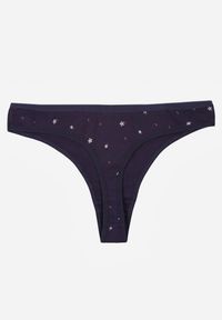 Born2be - Granatowe Majtki Stringi z Bawełną w Kwiaty Calylia. Kolor: niebieski. Materiał: bawełna. Wzór: kwiaty #2