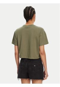 Hunter T-Shirt Abby HARW0059251 Khaki Boxy Fit. Kolor: brązowy. Materiał: bawełna