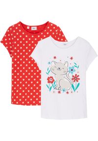 bonprix - T-shirt dziecięcy (2 szt.) z bawełny organicznej. Kolor: czerwony. Materiał: bawełna