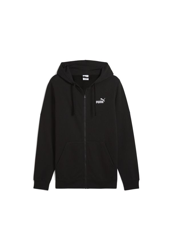 Puma - Męska rozpinana bluza z kapturem Essentials z logo No. 1 PUMA. Typ kołnierza: kaptur. Kolor: czarny. Wzór: haft. Sport: bieganie