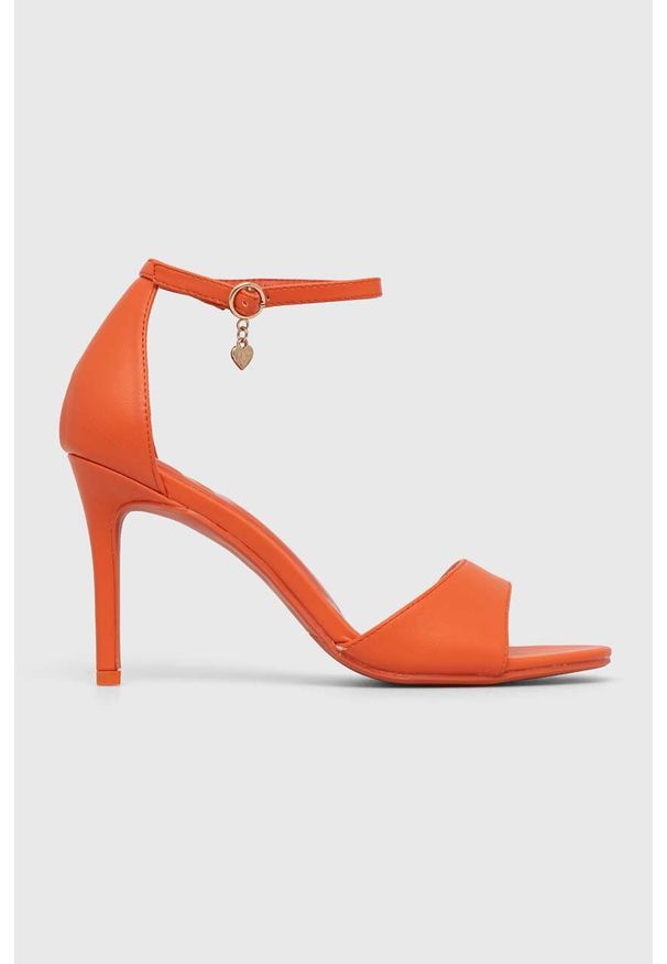 MEXX - Mexx sandały Leyla kolor pomarańczowy MXTY017501W. Zapięcie: klamry. Kolor: pomarańczowy. Materiał: skóra, materiał. Wzór: gładki. Obcas: na obcasie. Wysokość obcasa: średni