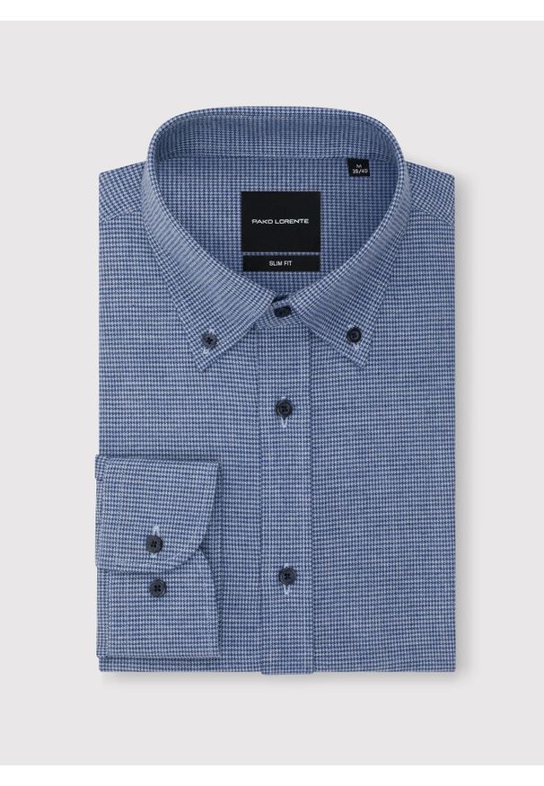 Pako Lorente - PAKO LORENTE – Granatowa koszula w pepitkę. Kolor: niebieski. Materiał: bawełna. Długość rękawa: długi rękaw. Długość: długie