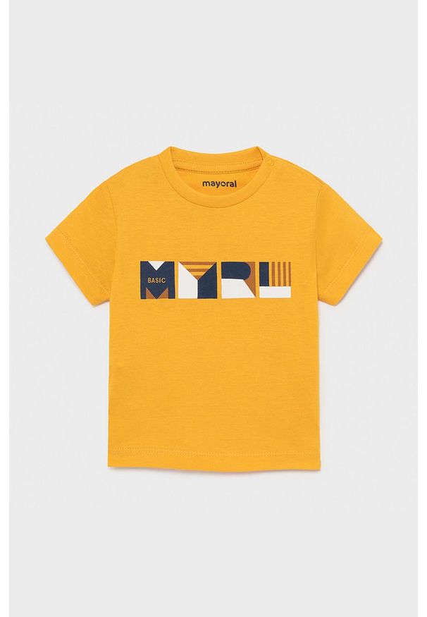 Mayoral - T-shirt dziecięcy. Okazja: na co dzień. Kolor: pomarańczowy. Materiał: bawełna, dzianina. Wzór: nadruk. Styl: casual