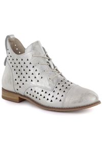 Skórzane botki damskie ażurowe złote Cambell 19422. Kolor: złoty. Materiał: skóra. Szerokość cholewki: normalna. Wzór: ażurowy #1