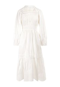 Born2be - Biała Sukienka Hekala. Kolor: biały. Materiał: tkanina, koronka. Wzór: haft, aplikacja, koronka. Długość: midi #6