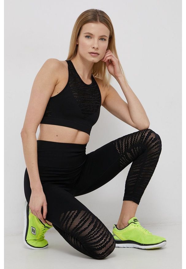 DKNY - Dkny Legginsy DP1P2283 damskie kolor czarny gładkie. Stan: podwyższony. Kolor: czarny. Materiał: materiał. Wzór: gładki