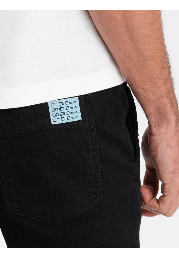 Ombre Clothing - Spodnie męskie JOGGERY z kieszenią cargo - czarne V2 OM-PADJ-0112 - XL. Kolor: czarny. Materiał: bawełna, poliester, materiał, elastan