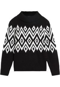 bonprix - Sweter dziewczęcy w norweski wzór. Kolor: czarny #1