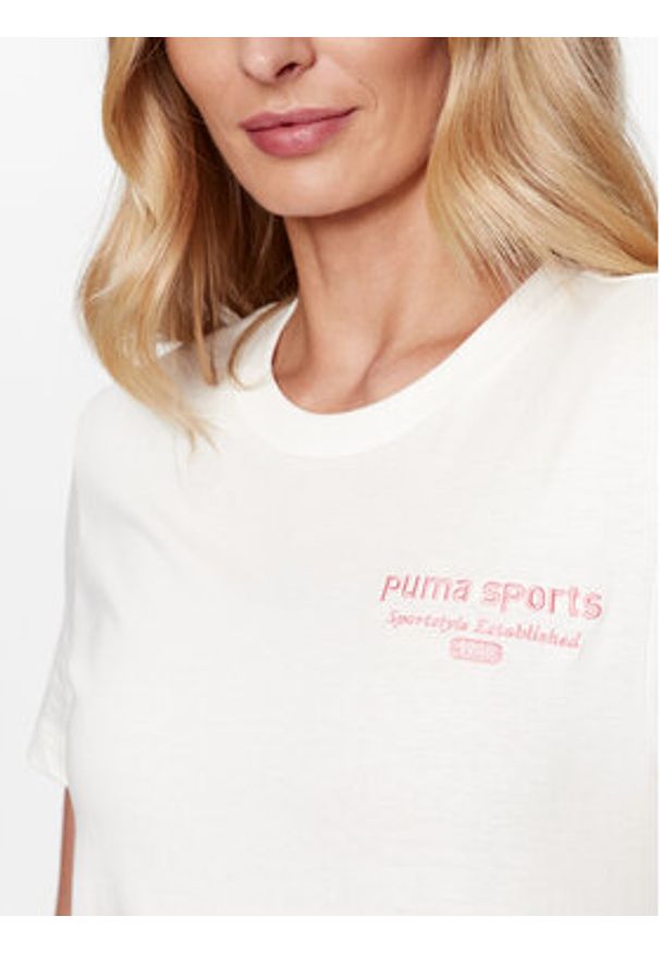Puma T-Shirt Puma Team Graphic 621437 Écru Regular Fit. Materiał: bawełna
