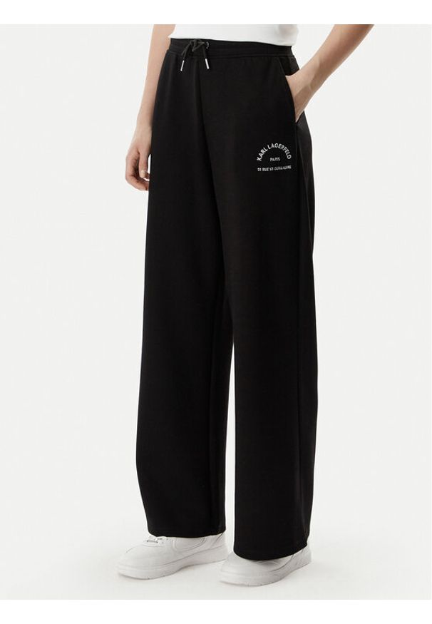 Karl Lagerfeld - KARL LAGERFELD Spodnie dresowe B2W10145 Czarny Regular Fit. Kolor: czarny. Materiał: wiskoza