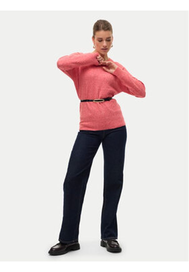 Vero Moda Sweter Doffy 10201022 Różowy Regular Fit. Kolor: różowy. Materiał: syntetyk