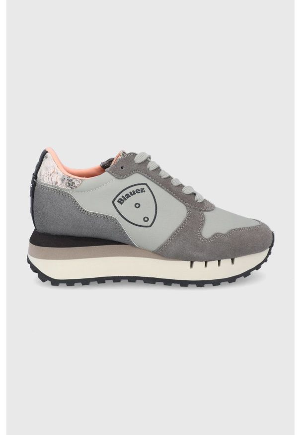 Blauer Buty skórzane kolor beżowy na koturnie. Nosek buta: okrągły. Zapięcie: sznurówki. Kolor: beżowy. Materiał: skóra. Obcas: na koturnie