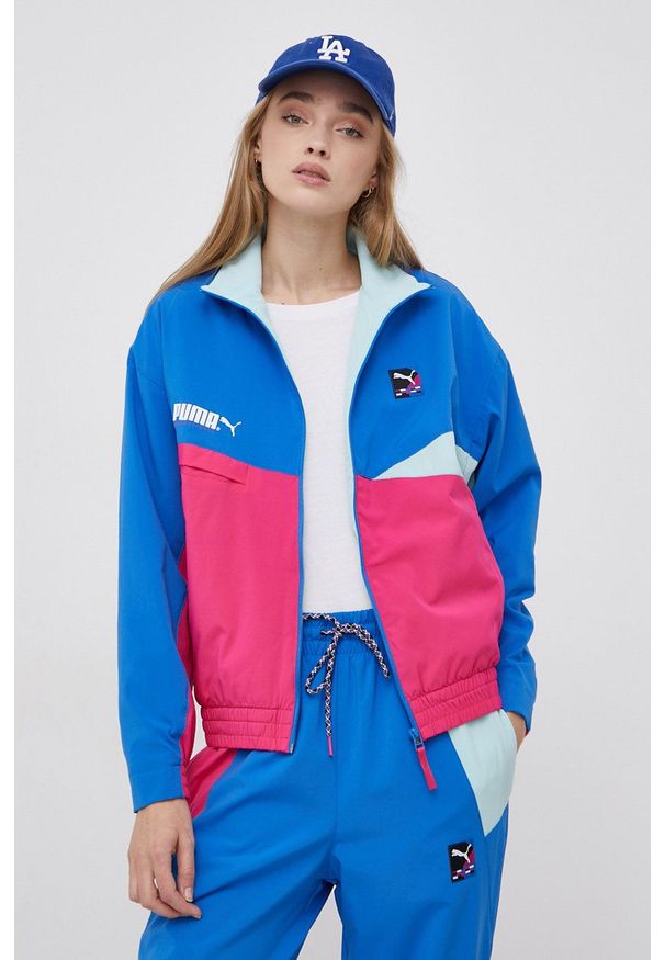 Puma Kurtka damska przejściowa. Okazja: na co dzień. Kolor: niebieski. Styl: casual