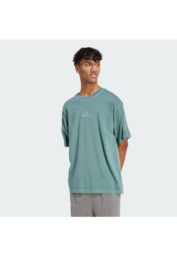Adidas - Koszulka ALL SZN Washed. Kolor: niebieski. Materiał: bawełna