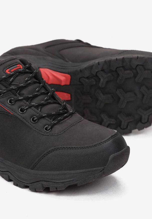 Born2be - Czarno-Czerwone Buty Trekkingowe Cecrol. Nosek buta: okrągły. Zapięcie: sznurówki. Kolor: czarny. Materiał: syntetyk, nubuk. Szerokość cholewki: normalna. Sport: wspinaczka
