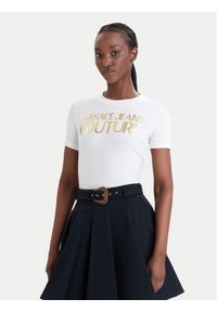Versace Jeans Couture T-Shirt 80HAHT00 CJ03T Biały Slim Fit. Kolor: biały. Materiał: bawełna #1