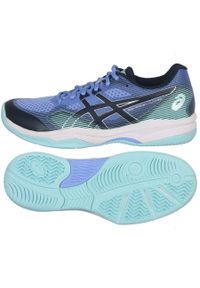 Asics - Buty ASICS GEL-COURT HUNTER 2 W 1072A065 403. Kolor: biały, niebieski, wielokolorowy #1