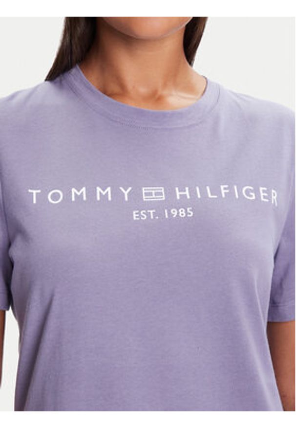 TOMMY HILFIGER - Tommy Hilfiger T-Shirt WW0WW40276 Fioletowy Regular Fit. Kolor: fioletowy. Materiał: bawełna