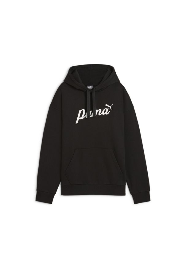 Puma - Damska bluza z kapturem ESS+ Script PUMA Black White Rubber. Typ kołnierza: kaptur. Kolor: biały, wielokolorowy, czarny