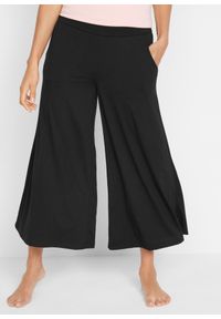 bonprix - Spodnie culotte, długość do łydki. Kolor: czarny. Materiał: materiał. Styl: klasyczny, sportowy #1