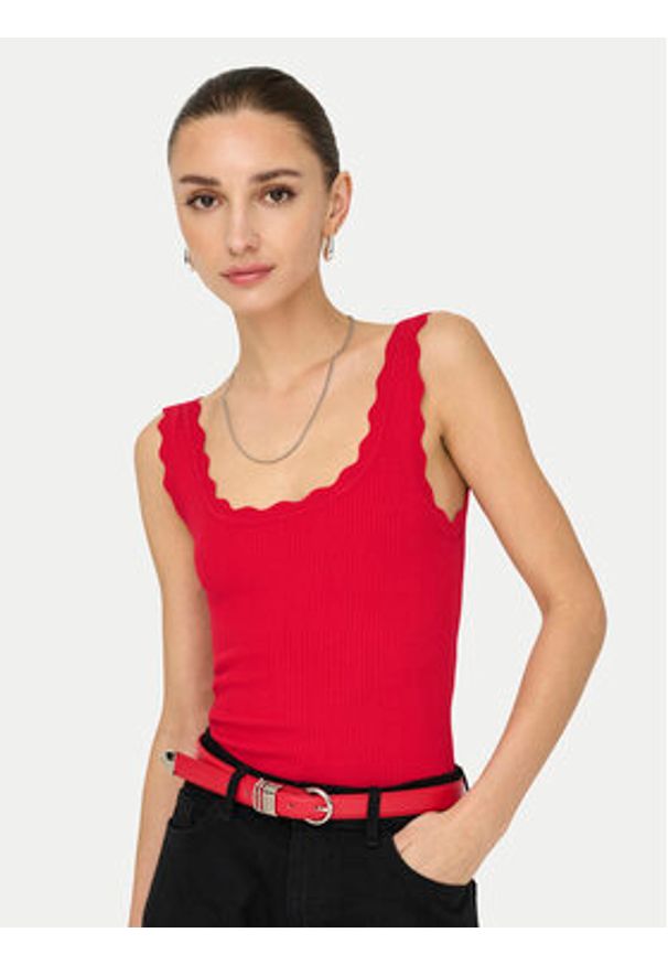 JDY Top Nanna 15290585 Czerwony Slim Fit. Kolor: czerwony. Materiał: wiskoza