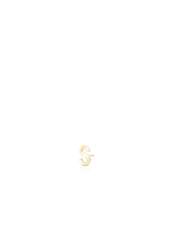 W.KRUK - Kolczyk złoty literka S. Materiał: złote. Kolor: złoty. Wzór: aplikacja
