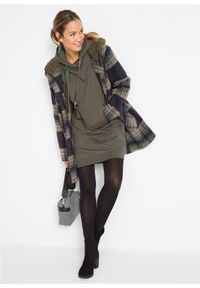 bonprix - Bawełniana sukienka dresowa. Typ kołnierza: kaptur. Kolor: zielony. Materiał: bawełna, dresówka #2