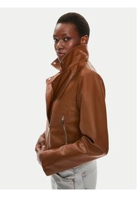 Brave Soul Kurtka z imitacji skóry LJK-SVEATAN Brązowy Straight Fit. Kolor: brązowy. Materiał: wiskoza #5