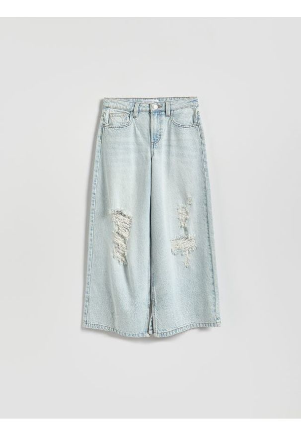 Reserved - Jeansy super wide leg - niebieski. Kolor: niebieski