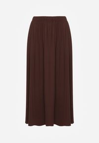 Renee - Brązowa Rozkloszowana Spódnica z Bawełny Tussala. Kolor: brązowy. Materiał: bawełna. Styl: elegancki #5