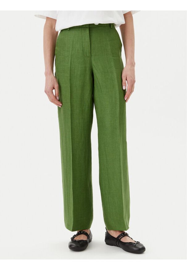 Weekend Max Mara Spodnie materiałowe Malizia 2515131052 Zielony Regular Fit. Kolor: zielony. Materiał: len
