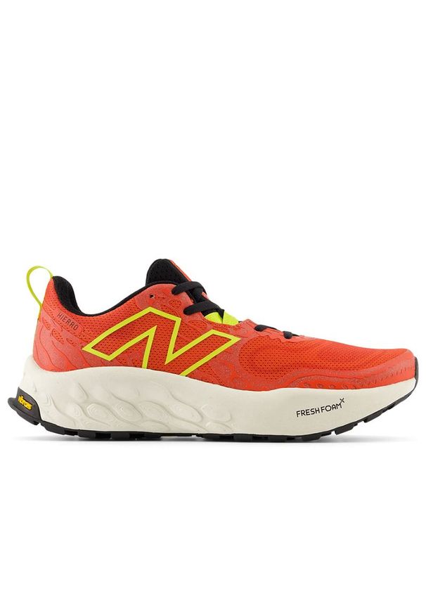 Buty New Balance Fresh Foam X Hierro v8 MTHIERR8 - pomarańczowe. Kolor: pomarańczowy. Materiał: guma, materiał, syntetyk. Szerokość cholewki: normalna. Sport: bieganie, fitness