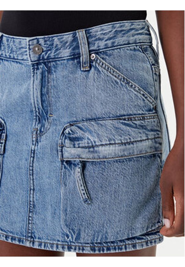 G-Star RAW - G-Star Raw Spódnica jeansowa D27703-D536 Niebieski Regular Fit. Kolor: niebieski. Materiał: bawełna
