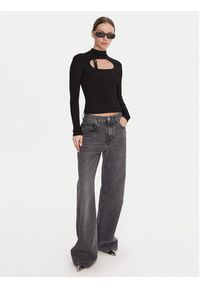 Versace Jeans Couture Golf 79HAFM16 CMH23 Czarny Slim Fit. Typ kołnierza: golf. Kolor: czarny. Materiał: wiskoza