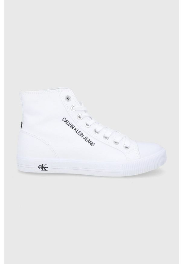 Calvin Klein Jeans - Trampki. Nosek buta: okrągły. Zapięcie: sznurówki. Kolor: biały. Materiał: guma