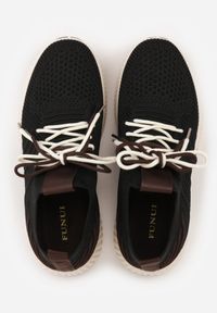 Born2be - Czarne Sneakersy z Podwójnym Sznurowaniem Fontarin. Nosek buta: okrągły. Kolor: czarny. Materiał: materiał. Obcas: na obcasie. Wysokość obcasa: niski #5