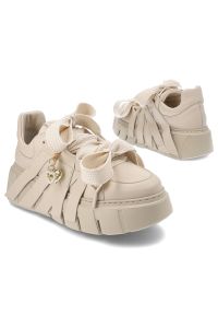 CheBello - Beżowe Sneakersy Chebello Modne Obuwie Damskie. Zapięcie: pasek. Kolor: beżowy. Materiał: materiał. Styl: elegancki #7