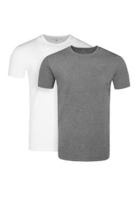 Volcano - Bawełniany t-shirt męski w dwupaku T-CLONE. Kolor: wielokolorowy, biały, szary. Materiał: bawełna. Długość rękawa: krótki rękaw. Długość: krótkie. Sezon: zima, lato. Styl: klasyczny