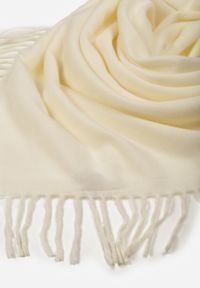 Born2be - Jasnobeżowy Gładki Szalik z Frędzlami Vetiela. Okazja: na co dzień. Kolor: beżowy. Materiał: jeans. Wzór: gładki. Sezon: zima, jesień. Styl: casual, elegancki #3