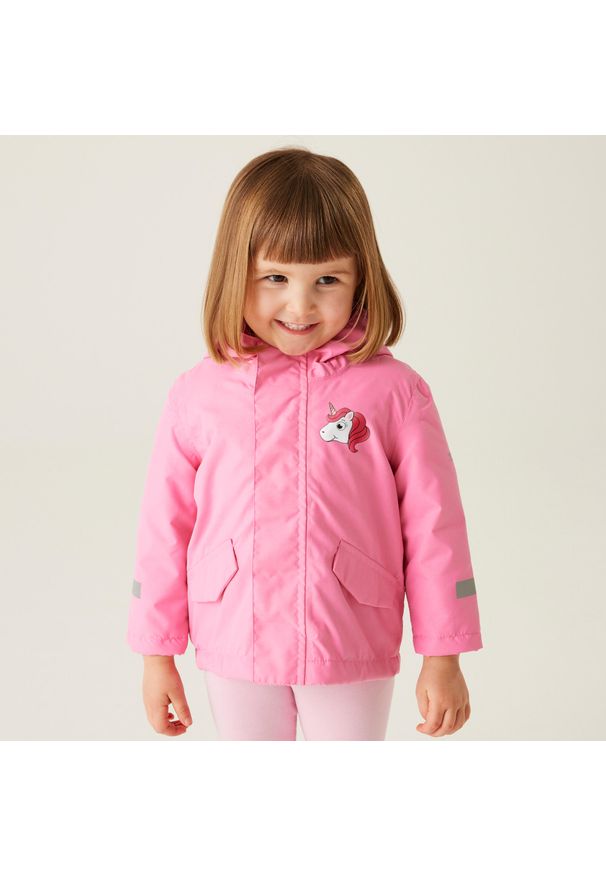Regatta - Kurtka casualowa dziecięca Animal wodoodporna. Okazja: na co dzień. Kolor: różowy. Styl: casual. Sport: turystyka piesza